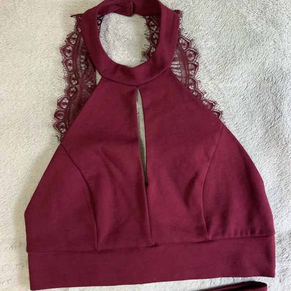 Burgundy two piece Lulus dress small - Picture 3 of 16